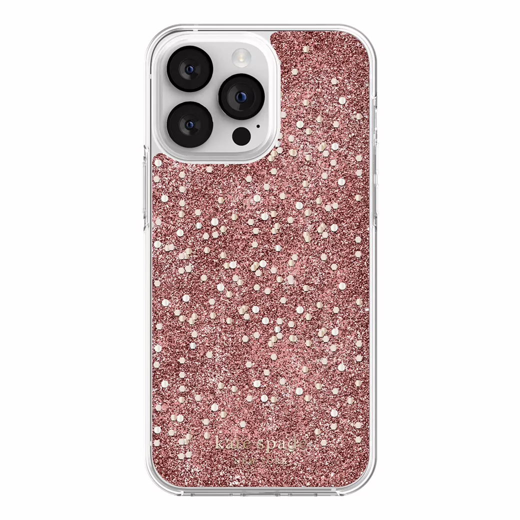 Kate Spade New York รุ่น Chunky Glitter Protective - เคส iPhone 14 Pro Max - สี Chunky Glitter Rose Gold
