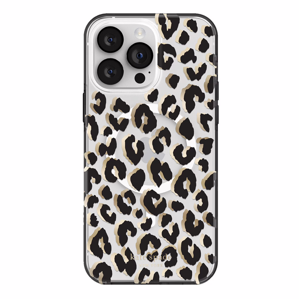Kate Spade New York รุ่น Protective Hardshell with MagSafe Case - เคส iPhone 14 Pro Max - ลาย City Leopard Black
