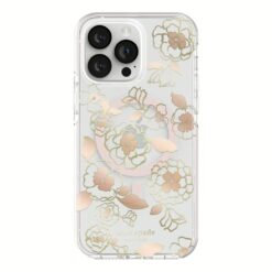 Kate Spade New York รุ่น Defensive Hardshell with MagSafe - เคส iPhone 14 Pro Max - ลาย Gold Floral