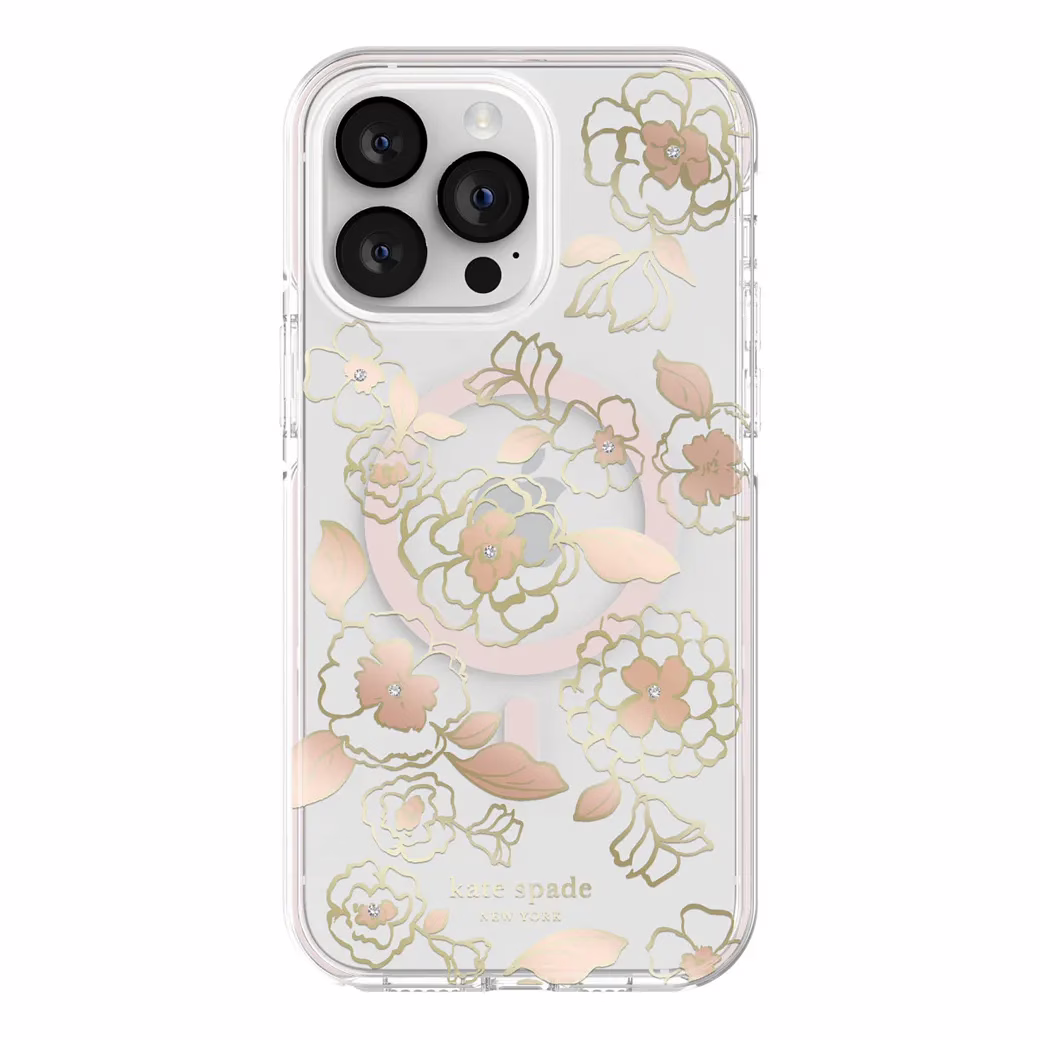 Kate Spade New York รุ่น Defensive Hardshell with MagSafe - เคส iPhone 14 Pro Max - ลาย Gold Floral