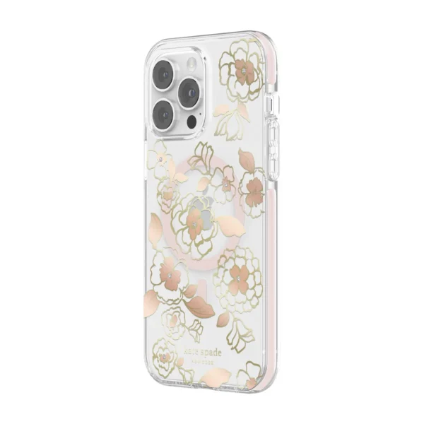 Kate Spade New York รุ่น Defensive Hardshell with MagSafe - เคส iPhone 14 Pro Max - ลาย Gold Floral