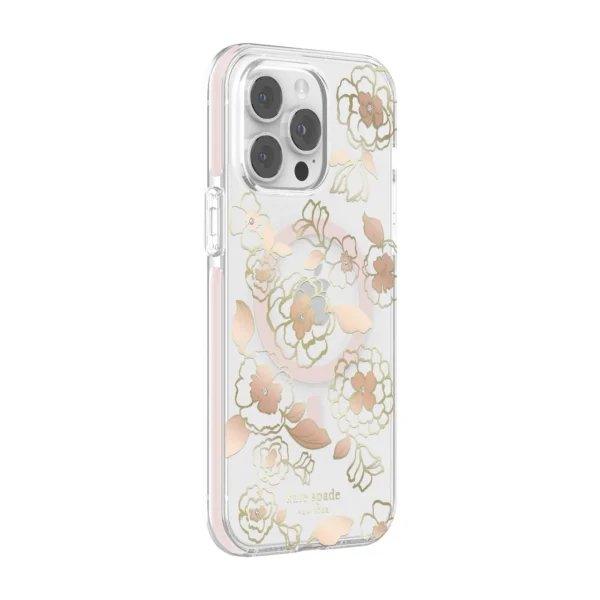 Kate Spade New York รุ่น Defensive Hardshell with MagSafe - เคส iPhone 14 Pro Max - ลาย Gold Floral