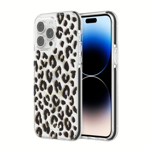 Kate Spade New York รุ่น Defensive Hardshell with MagSafe - เคส iPhone 14 Pro Max - ลาย Glitter Leopard - Image 2