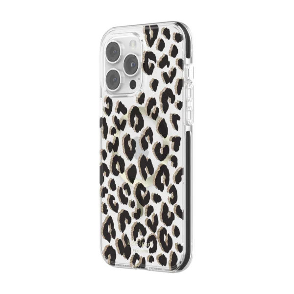 Kate Spade New York รุ่น Defensive Hardshell with MagSafe - เคส iPhone 14 Pro Max - ลาย Glitter Leopard