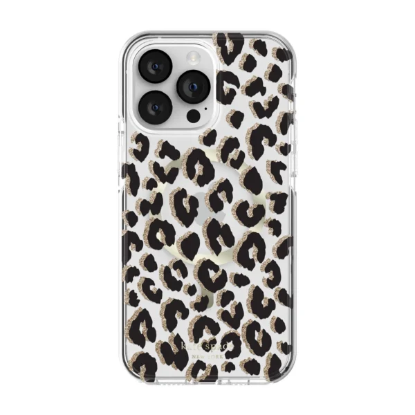Kate Spade New York รุ่น Defensive Hardshell with MagSafe - เคส iPhone 14 Pro Max - ลาย Glitter Leopard