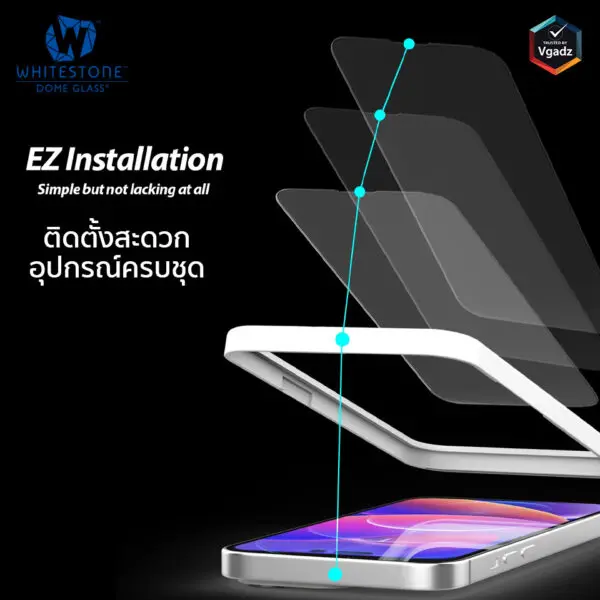 ฟิล์มกระจกนิรภัย Whitestone EZ Glass - iPhone 14 Pro Max (ชุดฟิล์มหน้าจอ+เลนส์กล้อง 3 เซต)