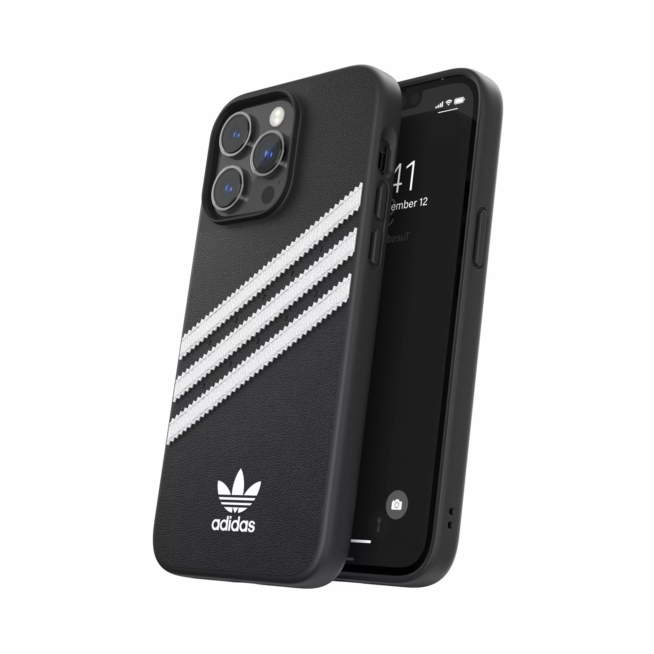 Adidas รุ่น Moulded Case PU - เคส iPhone 14 Pro Max - สี Black/White