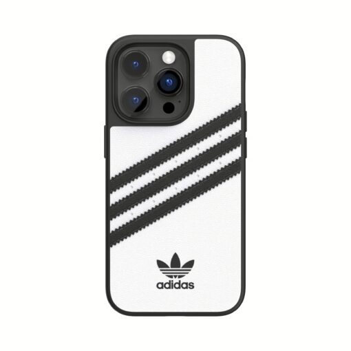 Adidas รุ่น Moulded Case PU - เคส iPhone 14 Pro - สี White/Black - Image 3