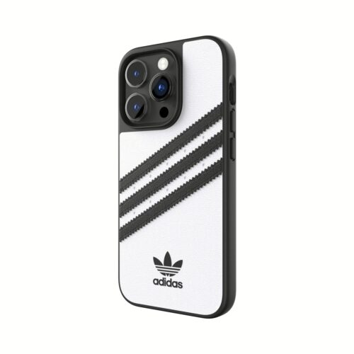 Adidas รุ่น Moulded Case PU - เคส iPhone 14 Pro - สี White/Black - Image 4