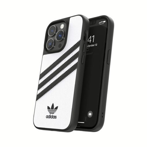 Adidas รุ่น Moulded Case PU - เคส iPhone 14 Pro - สี White/Black - Image 9