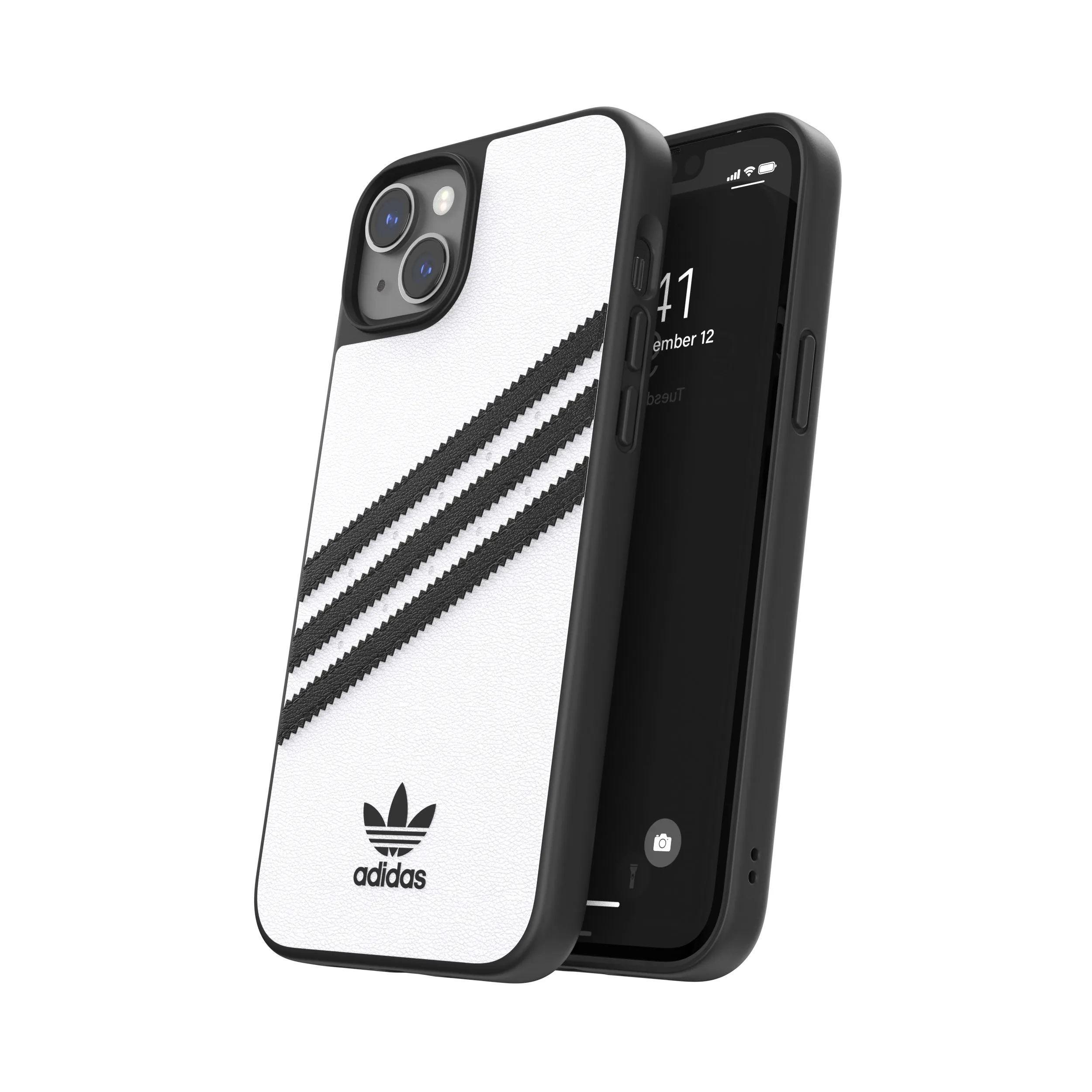 Adidas รุ่น Moulded Case PU - เคส iPhone 14 Plus - สี White/Black