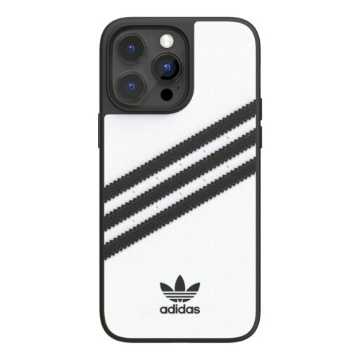 Adidas รุ่น Moulded Case PU - เคส iPhone 14 Pro Max - สี White/Black