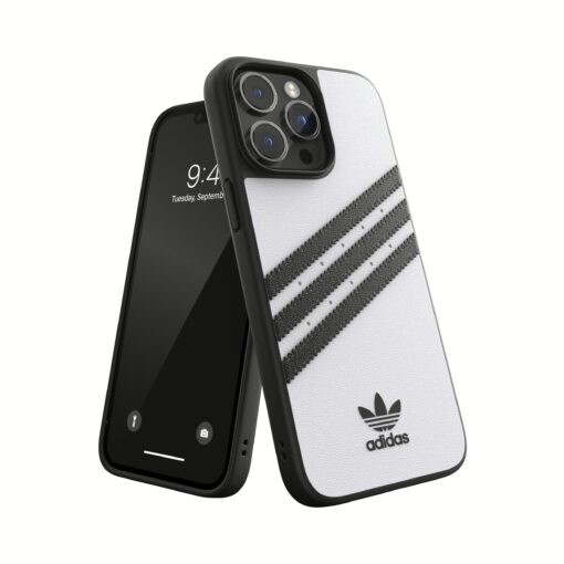 Adidas รุ่น Moulded Case PU - เคส iPhone 14 Pro Max - สี White/Black - Image 2