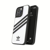 Adidas รุ่น Moulded Case PU - เคส iPhone 14 Pro Max - สี White/Black