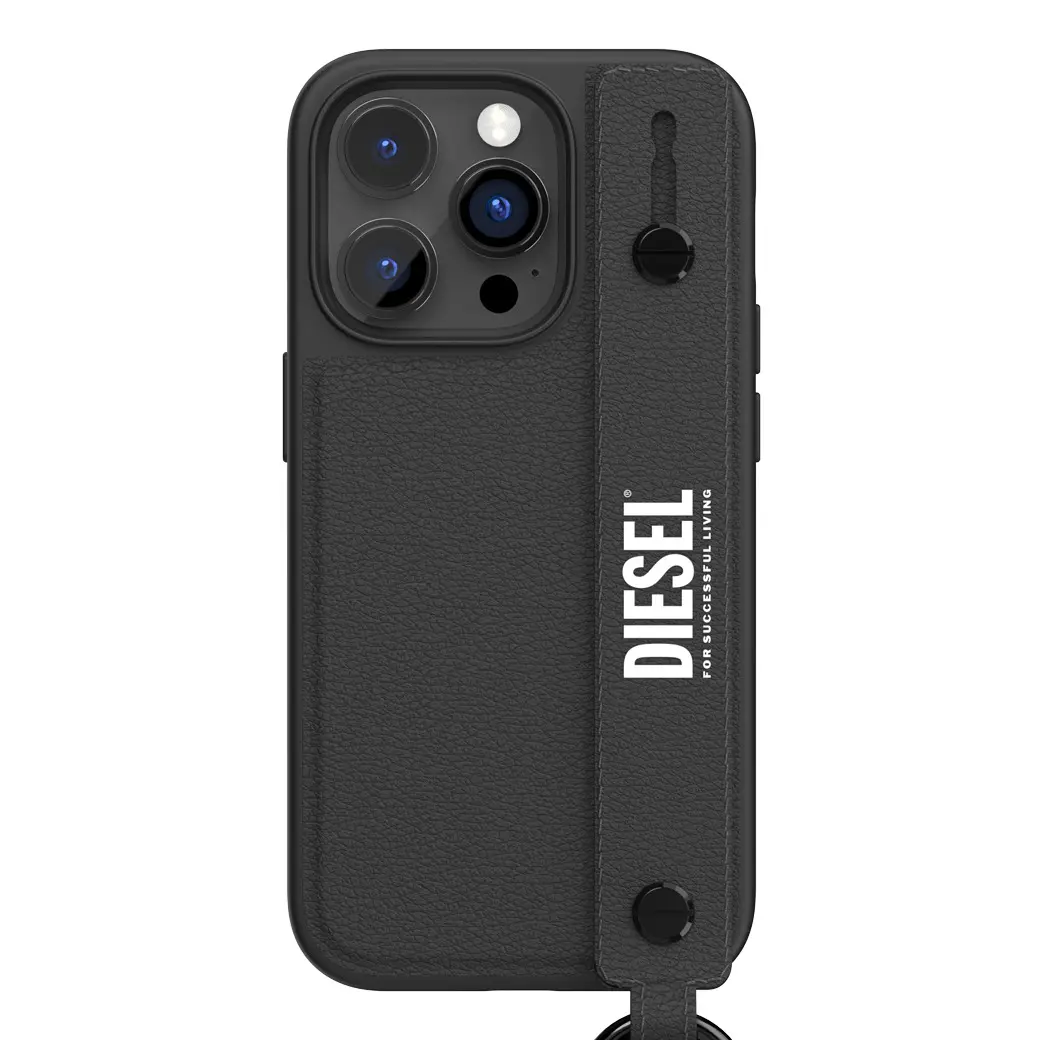 Diesel รุ่น Leather Handstrap Case - เคส iPhone 14 Pro - สี Black/White