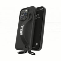 Diesel รุ่น Leather Handstrap Case - เคส iPhone 14 Pro - สี Black/White