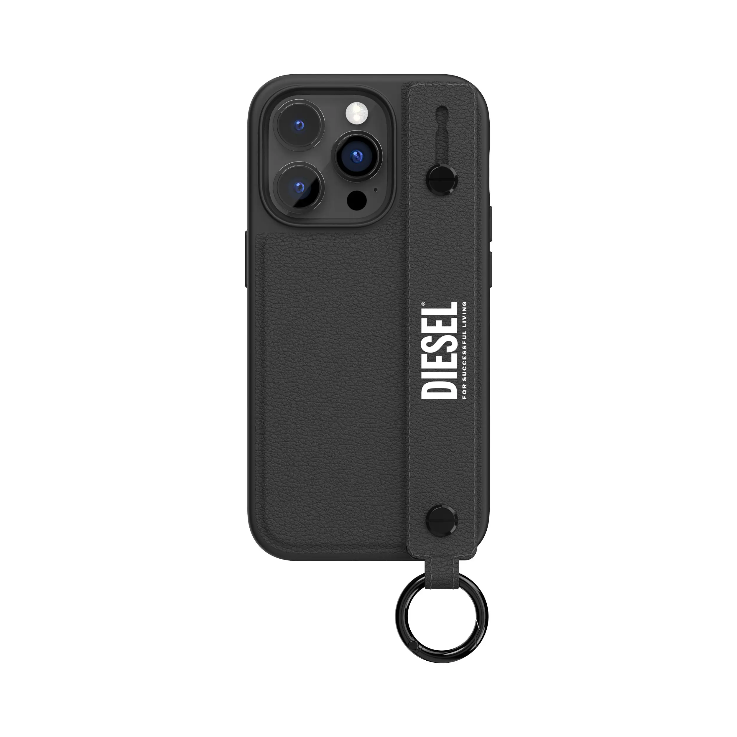 Diesel รุ่น Leather Handstrap Case - เคส iPhone 14 Pro - สี Black/White