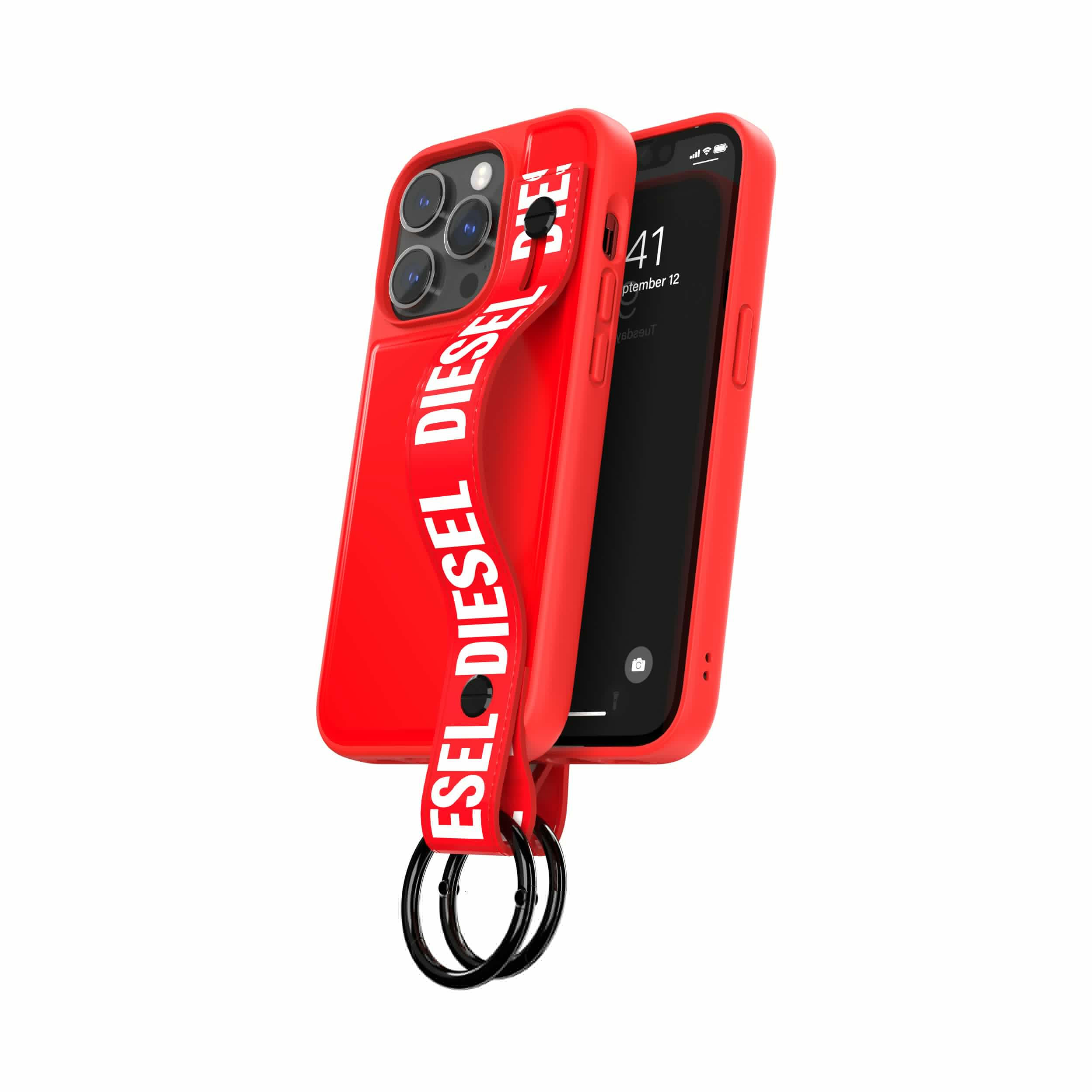 Diesel รุ่น Handstrap Case - เคส iPhone 14 Pro - สี Red/White