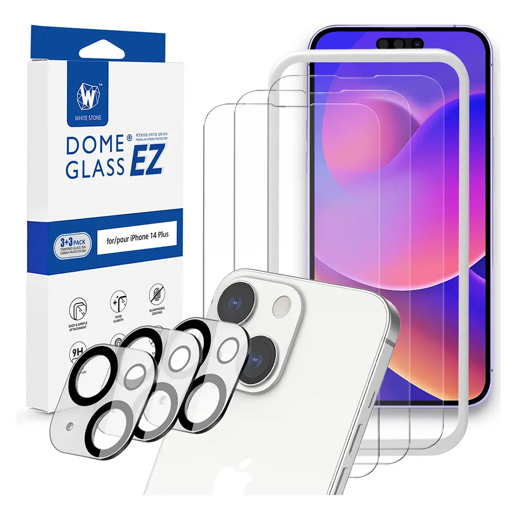 ฟิล์มกระจกนิรภัย Whitestone EZ Glass - iPhone 14 Plus (ชุดฟิล์มหน้าจอ+เลนส์กล้อง 3 เซต)