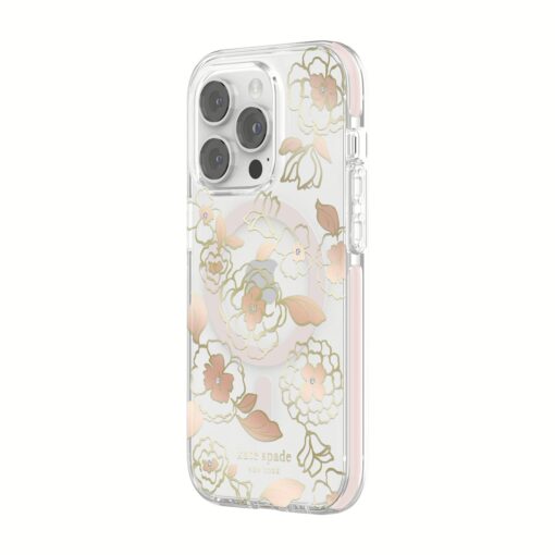 Kate Spade New York รุ่น Defensive Hardshell with MagSafe - เคส iPhone 14 Pro - ลาย Gold Floral - Image 5