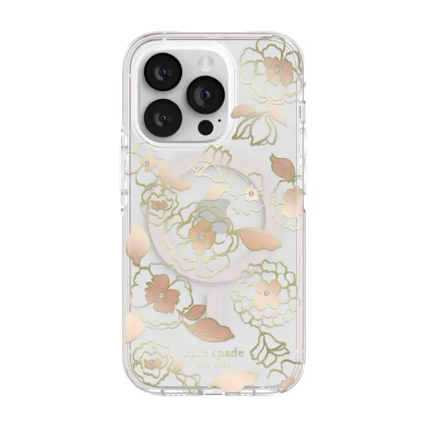 Kate Spade New York รุ่น Defensive Hardshell with MagSafe - เคส iPhone 14 Pro - ลาย Gold Floral