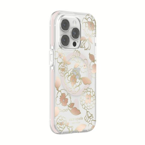 Kate Spade New York รุ่น Defensive Hardshell with MagSafe - เคส iPhone 14 Pro - ลาย Gold Floral - Image 3