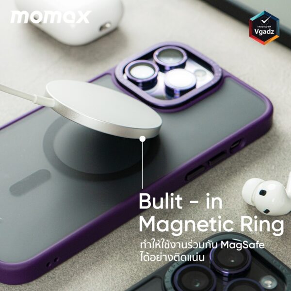 เคส Momax รุ่น Hybrid Magnetic Case with Metal Ring - iPhone 14 Pro - สีม่วง