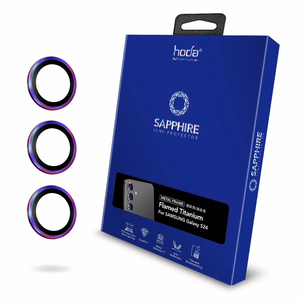 Hoda รุ่น Sapphire Lens Protector - กระจกเลนส์กล้อง Galaxy S24 - สี Flamed Titanium