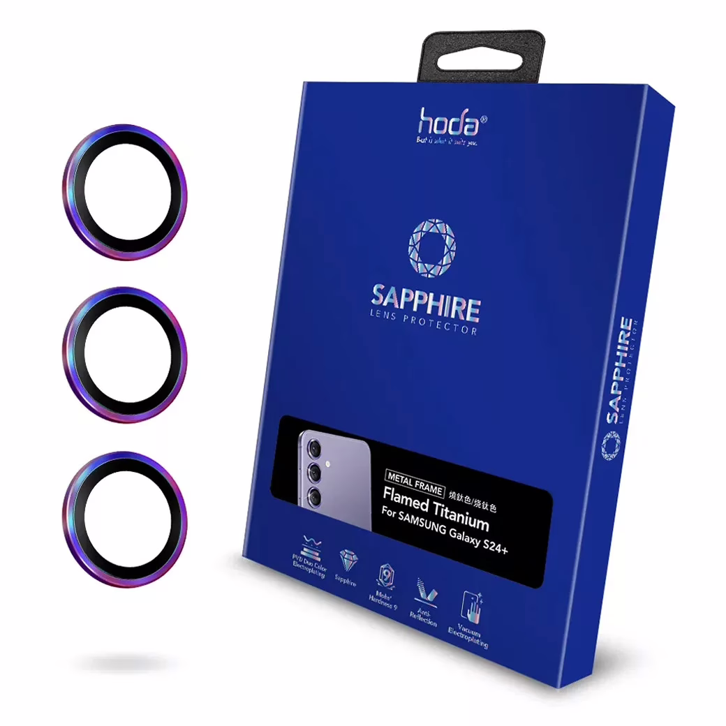 Hoda รุ่น Sapphire Lens Protector - กระจกเลนส์กล้อง Galaxy S24 Plus - สี Flamed Taitanium