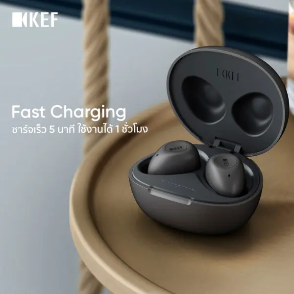 หูฟัง KEF รุ่น Mu3 Noise Cancelling True Wireless Earphones - สี Charcoal Grey