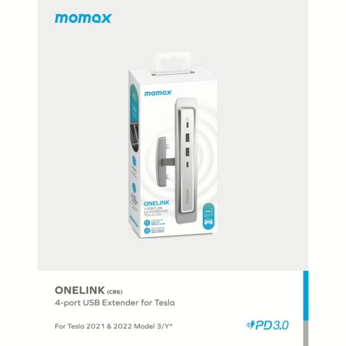 อุปกรณ์เชื่อมต่อในรถ Tesla (2021-2022 Model 3) Momax รุ่น Onelink 4 Port USB – สีเงิน - Image 7