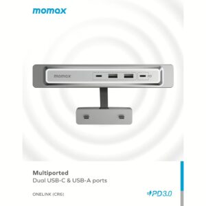 อุปกรณ์เชื่อมต่อในรถ Tesla (2021-2022 Model 3) Momax รุ่น Onelink 4 Port USB – สีเงิน