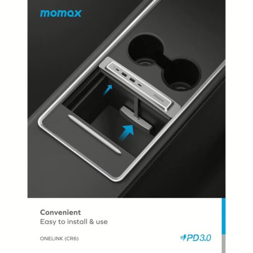 อุปกรณ์เชื่อมต่อในรถ Tesla (2021-2022 Model 3) Momax รุ่น Onelink 4 Port USB – สีเงิน - Image 9