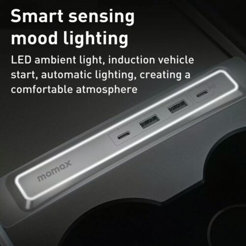 อุปกรณ์เชื่อมต่อในรถ Tesla (2021-2022 Model 3) Momax รุ่น Onelink 4 Port USB – สีเงิน - Image 4