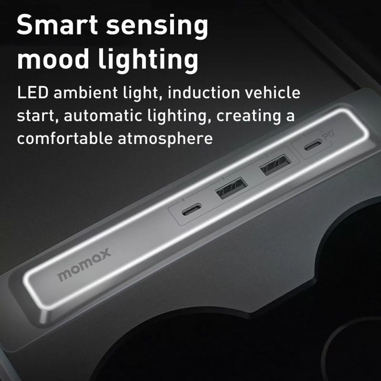 อุปกรณ์เชื่อมต่อในรถ Tesla (2021-2022 Model 3) Momax รุ่น Onelink 4 Port USB – สีเงิน