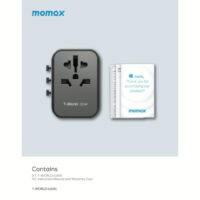 Momax หัวชาร์จ+หัวแปลงปลั๊กไฟ รุ่น 1-World Travel Adapter 5 พอร์ต ชาร์จไว 35W มาพร้อมช่อง USB-C และ USB-A - สี White
