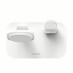 แท่นชาร์จไร้สาย Momax รุ่น Q.Mag Pro 3 3-in-1 Wireless Charger with MagSafe - สีขาว