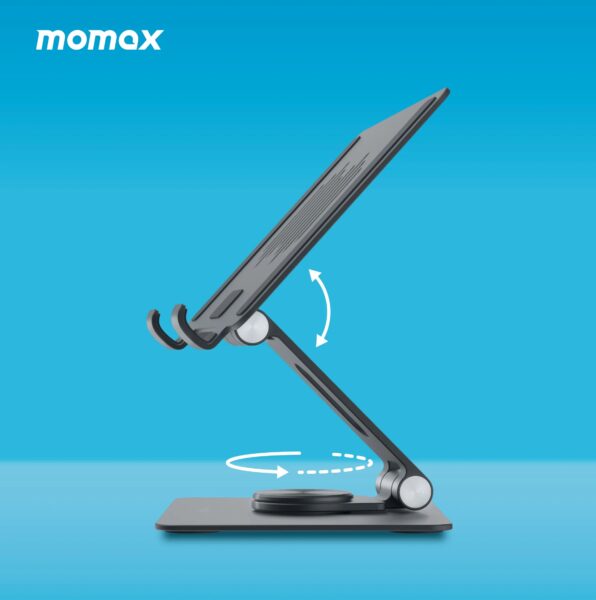 แท่นวาง Momax รุ่น Fold Stand Rotatable Laptop Stand - สีเทาสเปซเกรย์