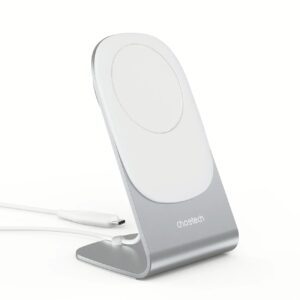 แท่นชาร์จไร้สาย Choetech รุ่น 15W Removable Wireless Magenetic Holder Charger (T518+H046) - สีเงิน