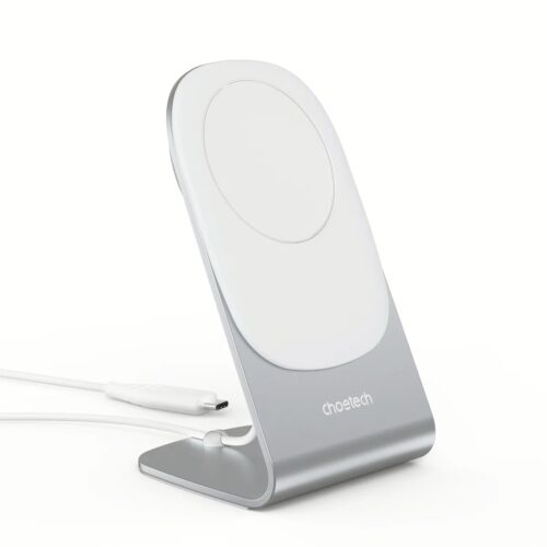 แท่นชาร์จไร้สาย Choetech รุ่น 15W Removable Wireless Magenetic Holder Charger (T518+H046) - สีเงิน