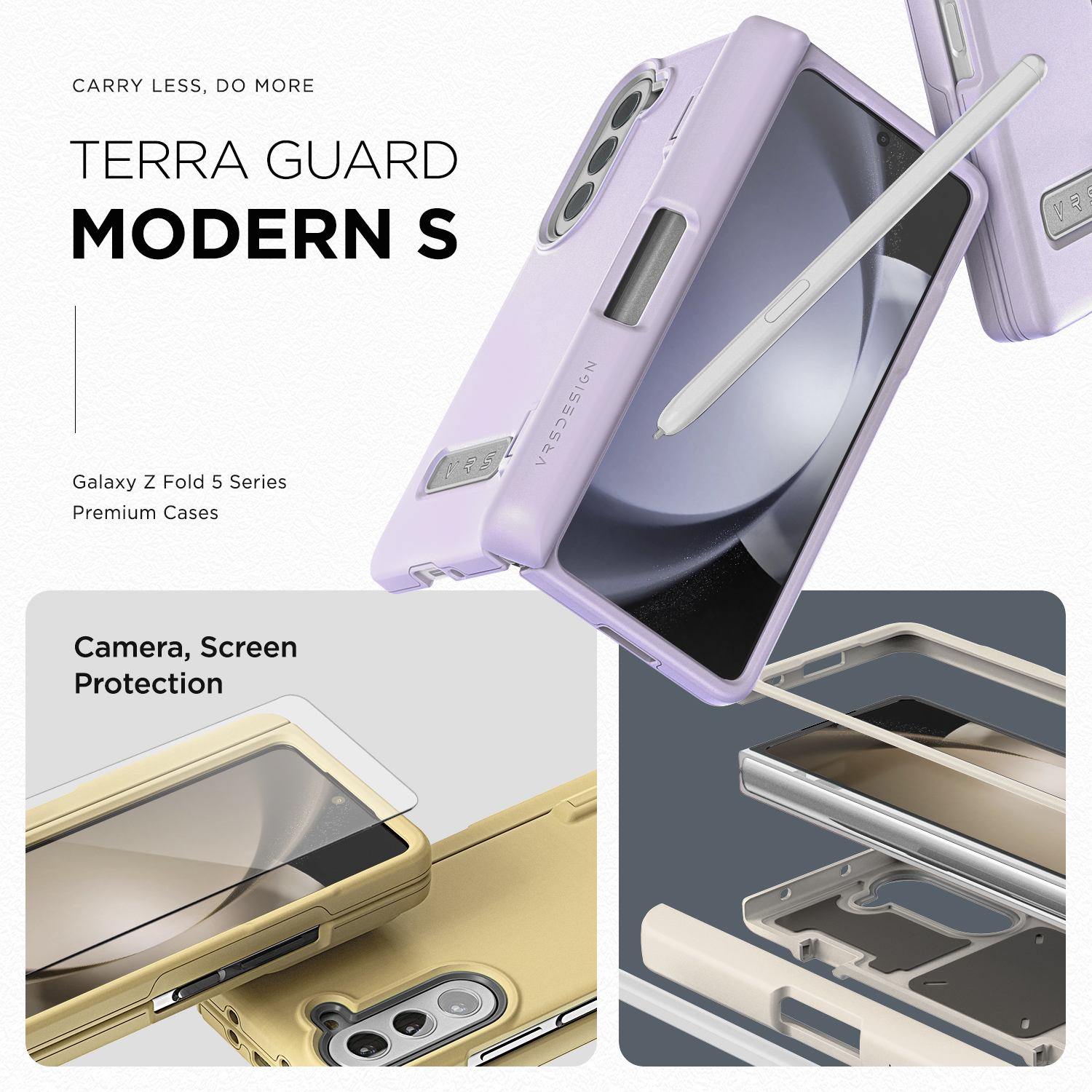 VRS รุ่น Terra Guard Modern S - เคส Galaxy Z Fold 5 - สี Cream (แถมฟิล์มหน้าจอ)