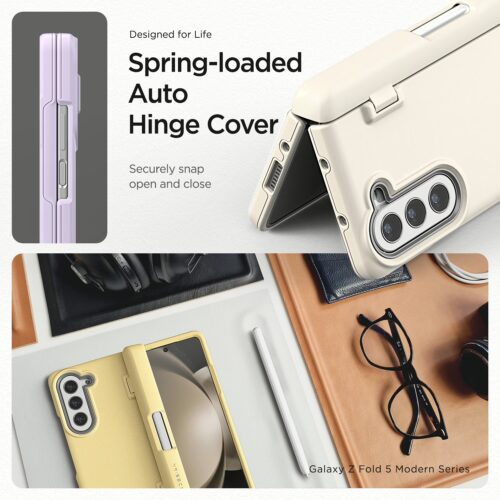 VRS รุ่น Terra Guard Modern S - เคส Galaxy Z Fold 5 - สี Cream (แถมฟิล์มหน้าจอ) - Image 6