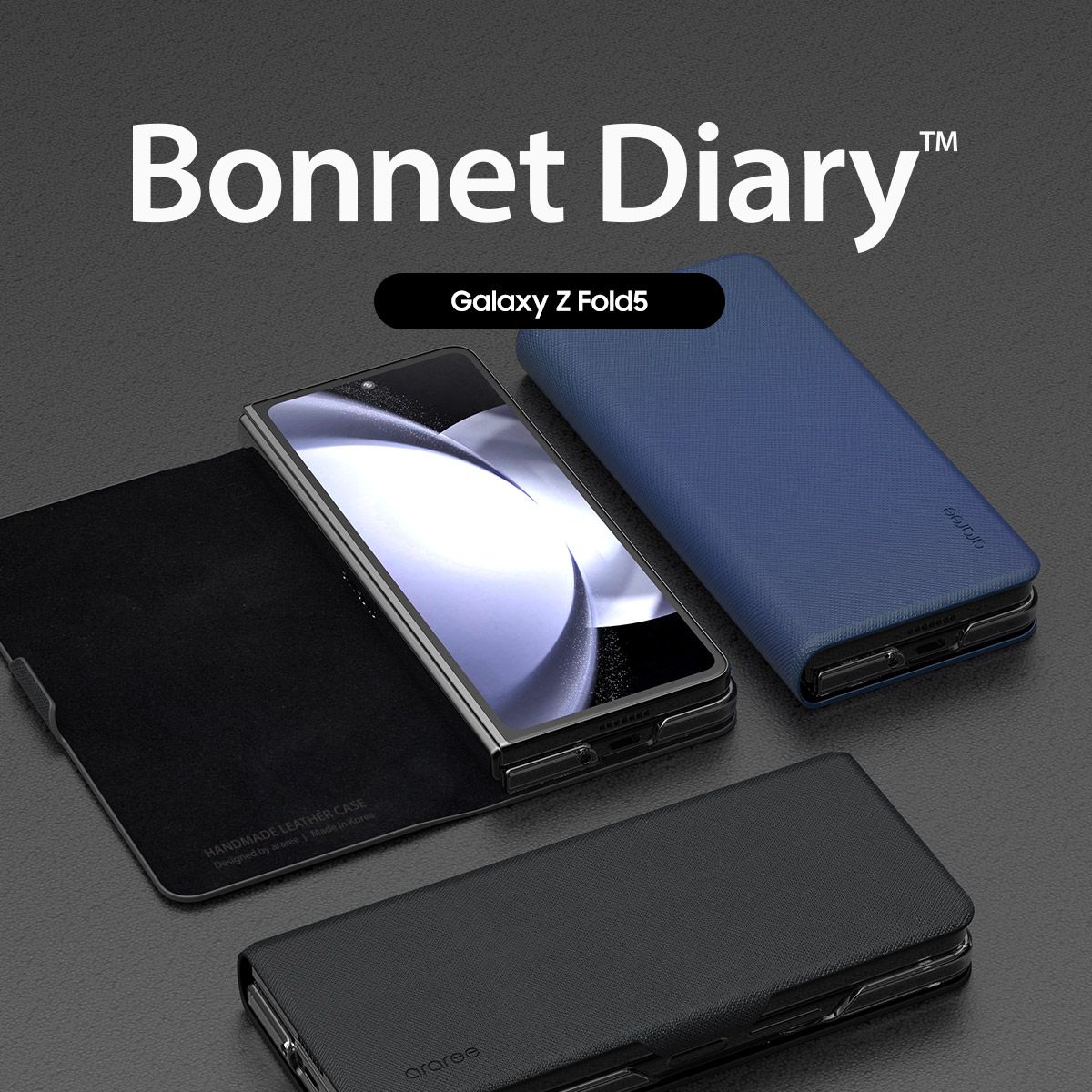 Araree รุ่น Bonnet Diary - เคส Galaxy Z Fold 5 - สี Black