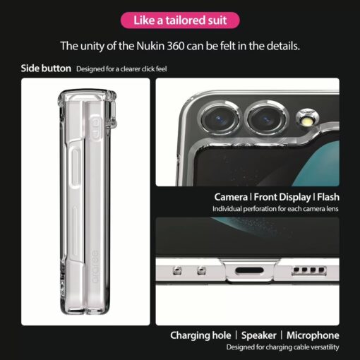 Araree รุ่น Nukin 360 - เคส Galaxy Z Flip 5 - สี Clear Matt - Image 12