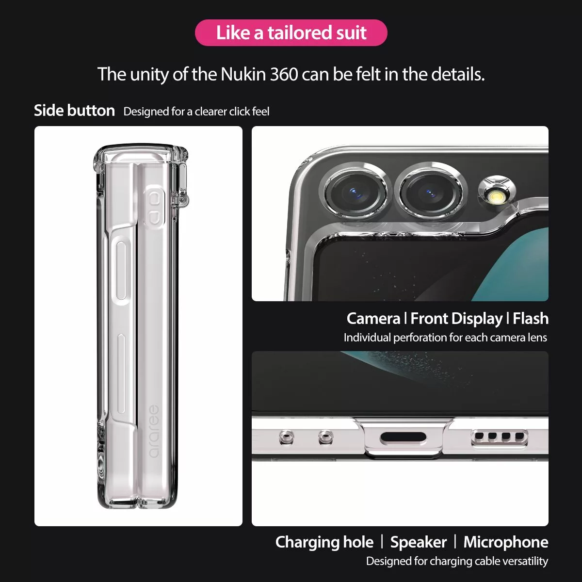Araree รุ่น Nukin 360 - เคส Galaxy Z Flip 5 - สี Clear