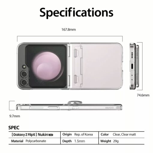 Araree รุ่น Nukin 360 - เคส Galaxy Z Flip 5 - สี Clear Matt - Image 17