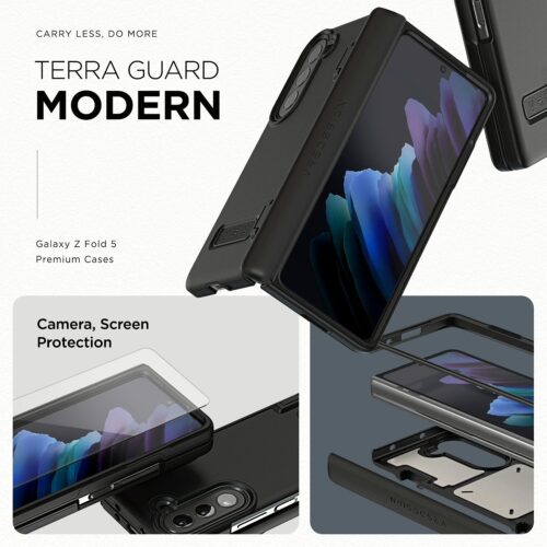 VRS รุ่น Terra Guard Modern - เคส Galaxy Z Fold 5 - สี Matte Black (แถมฟิล์มหน้าจอ) - Image 2