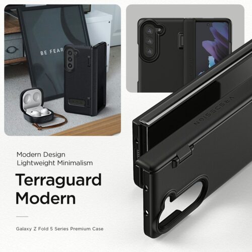 VRS รุ่น Terra Guard Modern - เคส Galaxy Z Fold 5 - สี Matte Black (แถมฟิล์มหน้าจอ) - Image 3