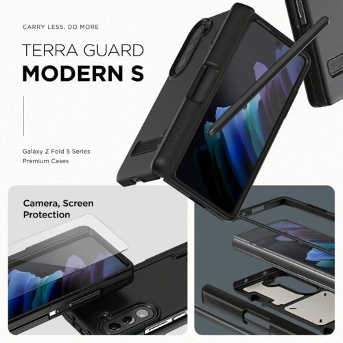 VRS รุ่น Terra Guard Modern S - เคส Galaxy Z Fold 5 - สี Matte Black (แถมฟิล์มหน้าจอ) - Image 2