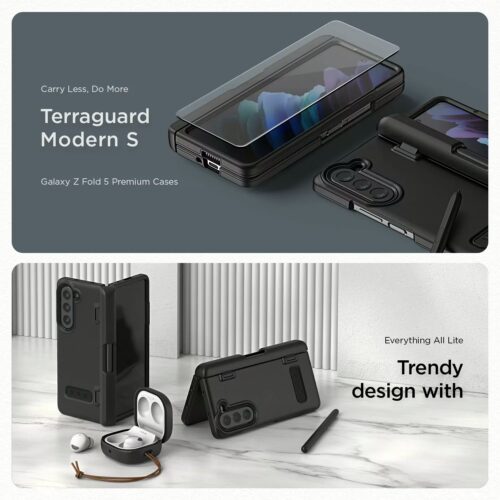 VRS รุ่น Terra Guard Modern S - เคส Galaxy Z Fold 5 - สี Matte Black (แถมฟิล์มหน้าจอ) - Image 5